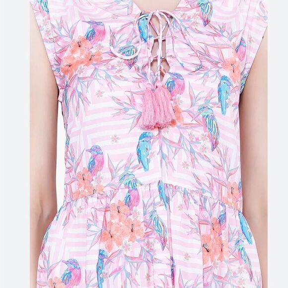 NWT AMERICA & BEYOND Hummingbird Print Maxi Dress M - Picture 3 of 13